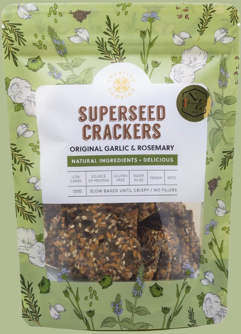 Super Seed Garlic and Rosemary Crackers 120gm